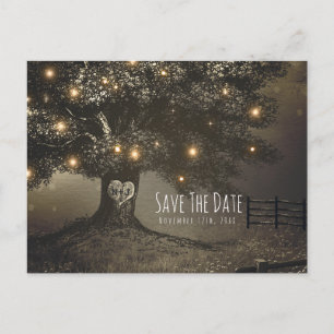 Postal De Anuncios Boda de Vintage Tree & Night Lights Save the Date