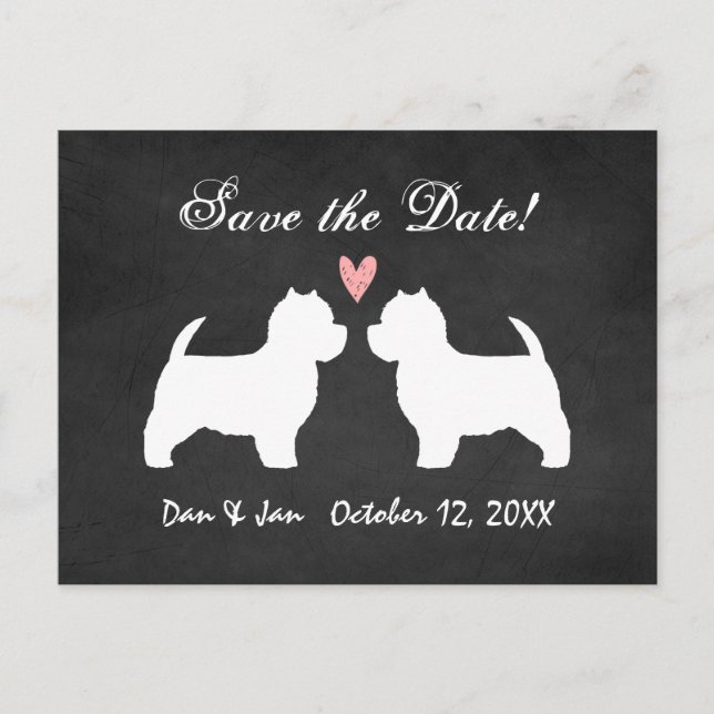 Postal De Anuncios Boda de Westies Guardar la Fecha (Anverso)