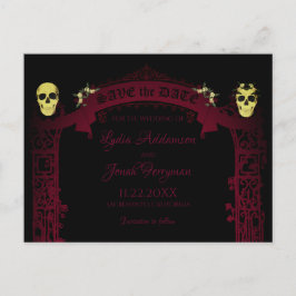 Postal De Anuncios Boda del Arco Gótico Trellis y Skulls