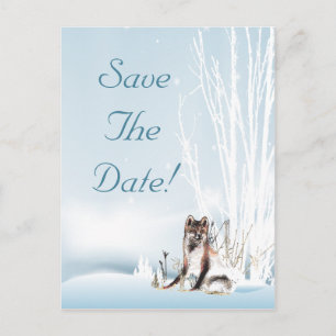 Postal De Anuncios Boda del Lobo de Invierno Guardar la Fecha