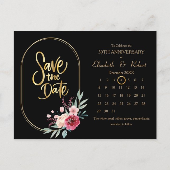 Postal De Anuncios Boda del marco 50º aniversario El calendario de fe (Anverso)