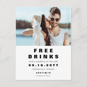 Postal De Anuncios Boda Divertida Bebidas Gratis Ahorra la Fecha con