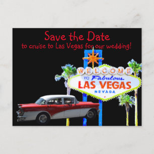 Postal De Anuncios Boda Divertida en Las Vegas Guardar la Fecha
