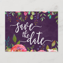Postal De Anuncios Boda editable de color de Moda en flor Guardar la 