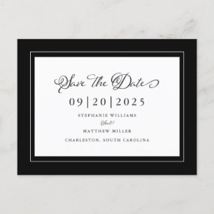 Postal De Anuncios Boda elegante en blanco y negro para guardar la fe