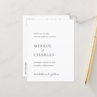 Boda elegante en negro y blanco, guarden la fecha