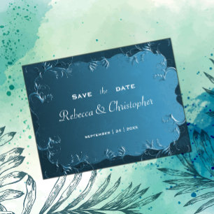 Postal De Anuncios Boda Elegante en Turquesa - Reservar la Fecha