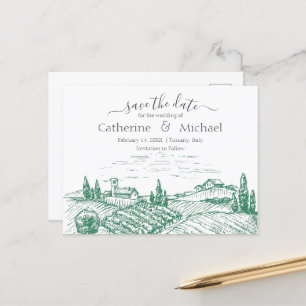 Postal De Anuncios Boda Elegante en Viñedo - Salva la Fecha