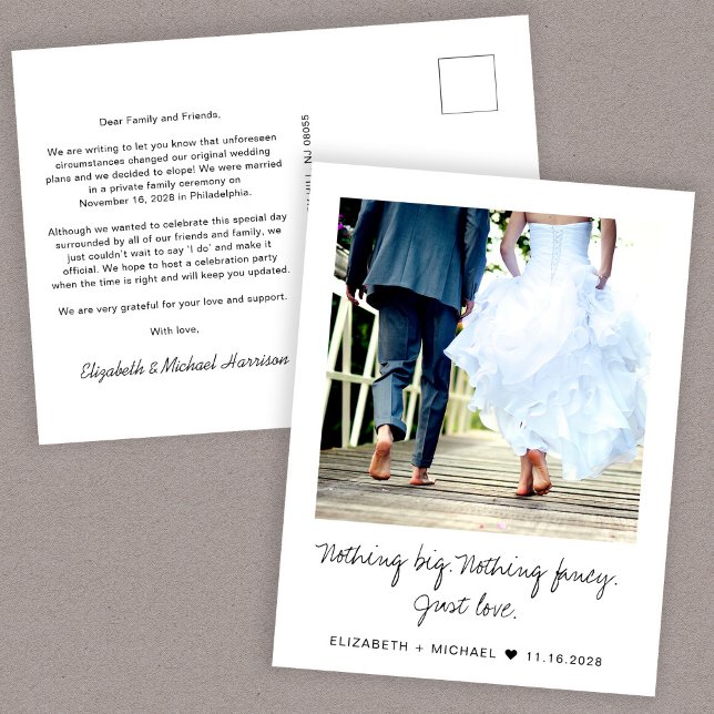 Postal De Anuncios Boda Elopement Photo (Subido por el creador)