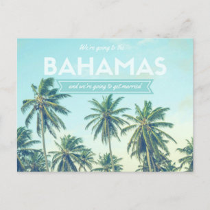Postal De Anuncios Boda en Bahamas Playa Tropical Guardar las fechas