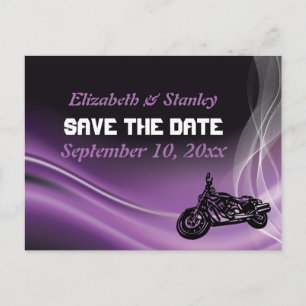 Postal De Anuncios Boda en bicicleta de carretera púrpura Guardar pos