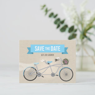 Postal De Anuncios Boda en bicicleta tándem Salven la fecha