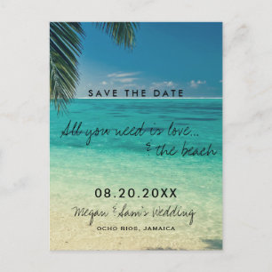 Postal De Anuncios Boda en destino de Jamaica - Guardar la fecha