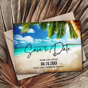 Postal De Anuncios Boda en destino de playa - Guardar la fecha