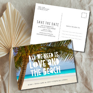 Postal De Anuncios Boda en destino de playa Guardar la fecha