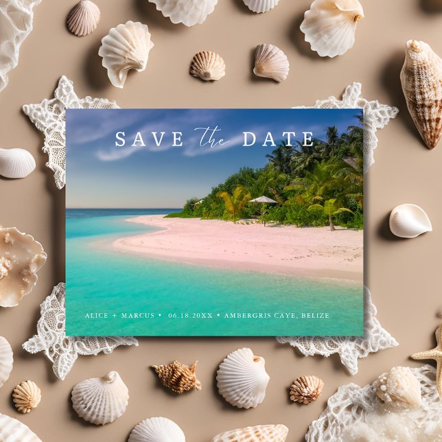 Postal De Anuncios Boda en Destino de Playa Guardar la Fecha (Beach Destination Wedding Save the Date Announcement Postcard)