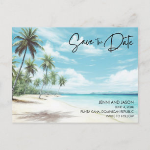 Postal De Anuncios Boda en Destino de Playa Guarden la Fecha