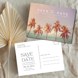 Postal De Anuncios Boda en Destino de Playa Tropical Ahorra la Fecha