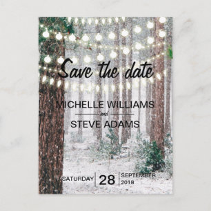 Postal De Anuncios Boda en el Bosque Nevado de Invierno Save the Date