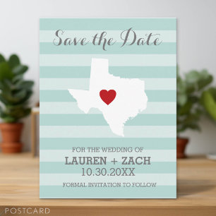 Postal De Anuncios Boda en el Estado de Origen Texas Fecha de Guardad