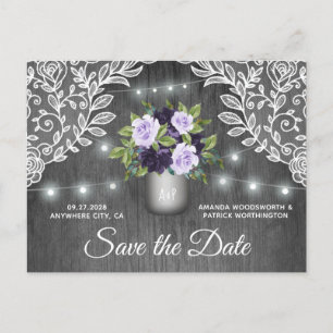 Postal De Anuncios Boda en frasco de Mason con fecha de reserva en pl