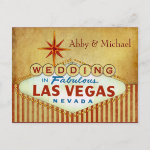 Postal De Anuncios Boda en la fabulosa Las Vegas - Rayas Vintage