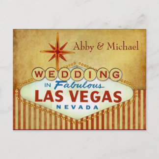 Postal De Anuncios Boda en la fabulosa Las Vegas - Rayas Vintage
