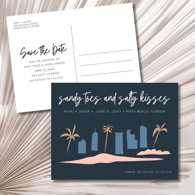 Postal De Anuncios Boda en la playa de Florida - Avisa con antelación (Florida Beach Wedding Save the Date Announcement Postcard)