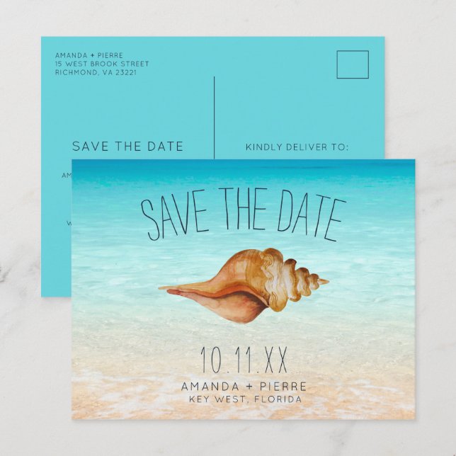 Postal De Anuncios Boda en la playa de Key West Florida (Anverso / Reverso)