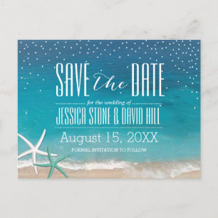 Postal De Anuncios Boda en la playa de Starfish, guarde la fecha