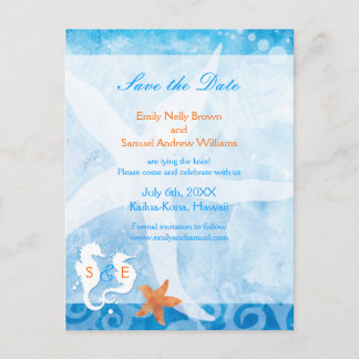 Postal De Anuncios Boda en la playa del caballito de mar salva la fec