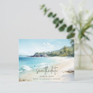Postal De Anuncios Boda en la Playa Presupuesto Guardar la Fecha