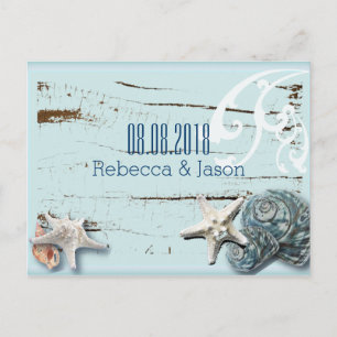 Postal De Anuncios boda en la playa SeaShells guardar la fecha