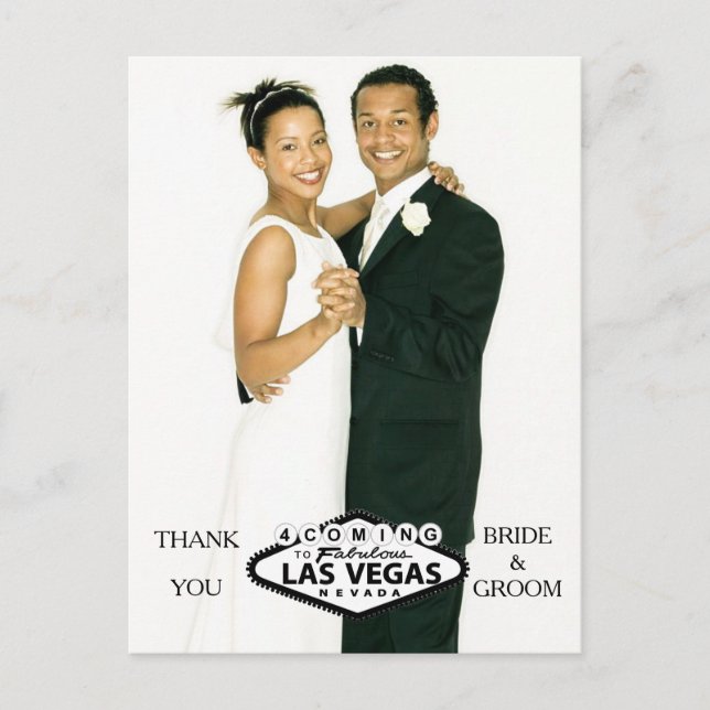 Postal De Anuncios Boda en Las Vegas Agradecimiento de Foto Personali (Anverso)