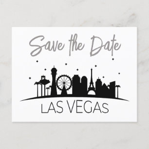 Postal De Anuncios Boda en Las Vegas Blanco Negro Gris Save The Date