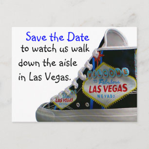 Postal De Anuncios Boda en Las Vegas Reservar Fecha: caminar por el p