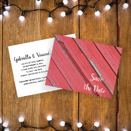 Postal De Anuncios Boda en Red Barn Wood Ranch Guardar la Fecha