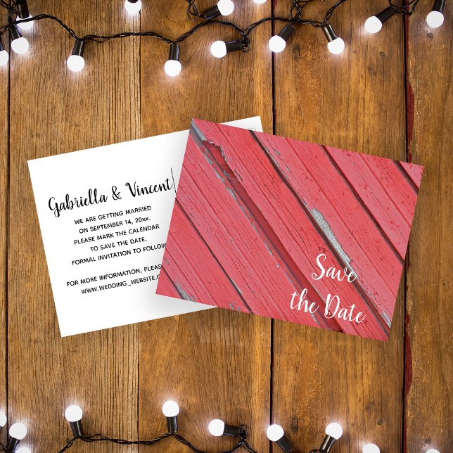 Postal De Anuncios Boda en Red Barn Wood Ranch Guardar la Fecha (Subido por el creador)