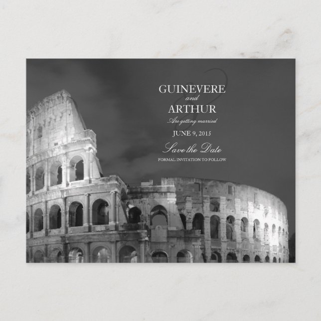 Postal De Anuncios Boda en Roma Italia Coliseo Guardar la Fecha (Anverso)