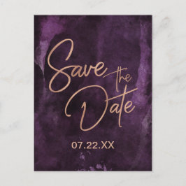 Postal De Anuncios Boda en Rosa Oro y Púrpura Oscuro Save the Date