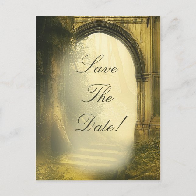 Postal De Anuncios Boda encantada de Arco Forestal Guardar La Fecha (Anverso)