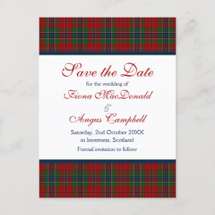 Postal De Anuncios Boda escocés McLean MacLean Tartan Save a Date