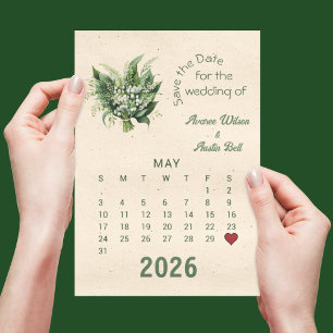 Postal De Anuncios Boda estilo calendario Guardar fecha mayo