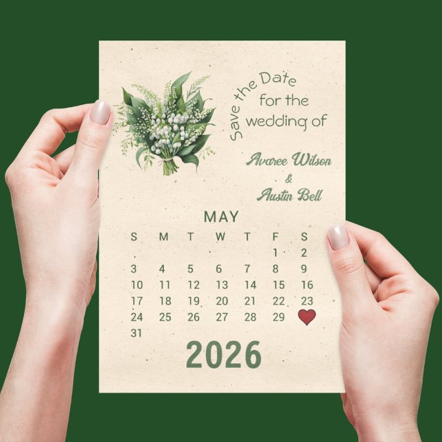 Postal De Anuncios Boda estilo calendario Guardar fecha mayo (Subido por el creador)