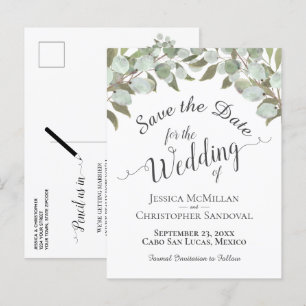 Postal De Anuncios Boda Eucalyptus y Greenery Boho Ahorra la Fecha