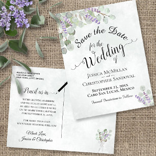 Postal De Anuncios Boda Eucalyptus y Lavender Boho Ahorra la Fecha