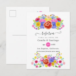 Postal De Anuncios Boda Fiesta Floral Española Guardar la Fecha