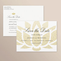 Boda Flor de Loto de Oro Save the Date Personaliza