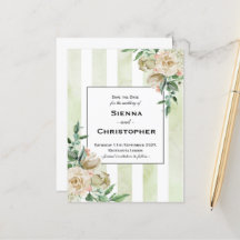 Boda floral acuarela vintage en marfil y verde