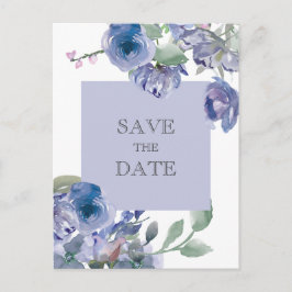 Postal De Anuncios Boda floral azul y agitado de Rusia